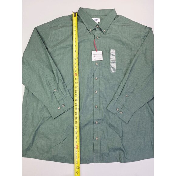 HB DXL Size 4XL Mens Green Wrinkle Resistant Button Down Long Sleeve Shirt NWT - Picture 10 of 11